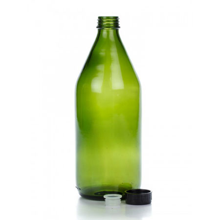 Пляшка скляна 1Л (темне скло, корок)